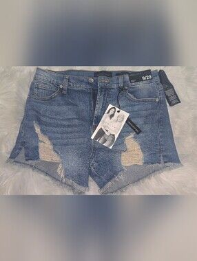 Kendall & Kylie Women’s Distressed Blue Denim Shorts